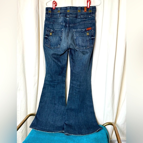 7 For All Mankind Bootcut Flare Jeans Women's Sz 27 Inseam 29" Metal Plates - Picture 3 of 14